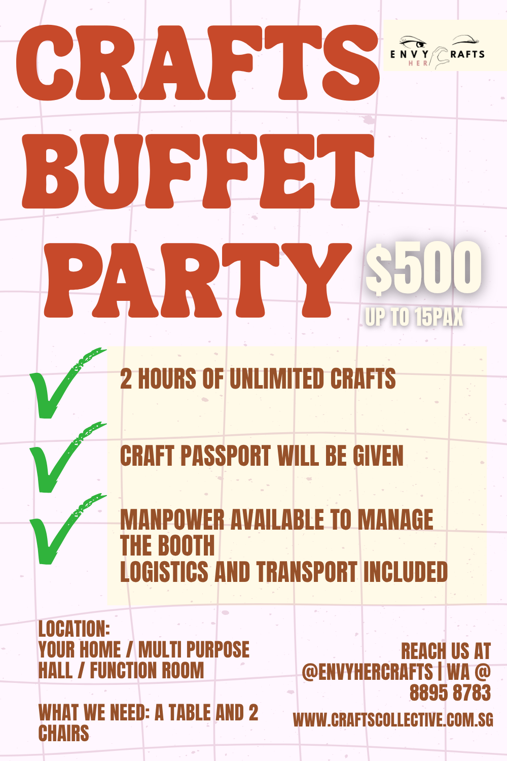 Crafts Buffet Party: 2 Hours of Unlimited Fun