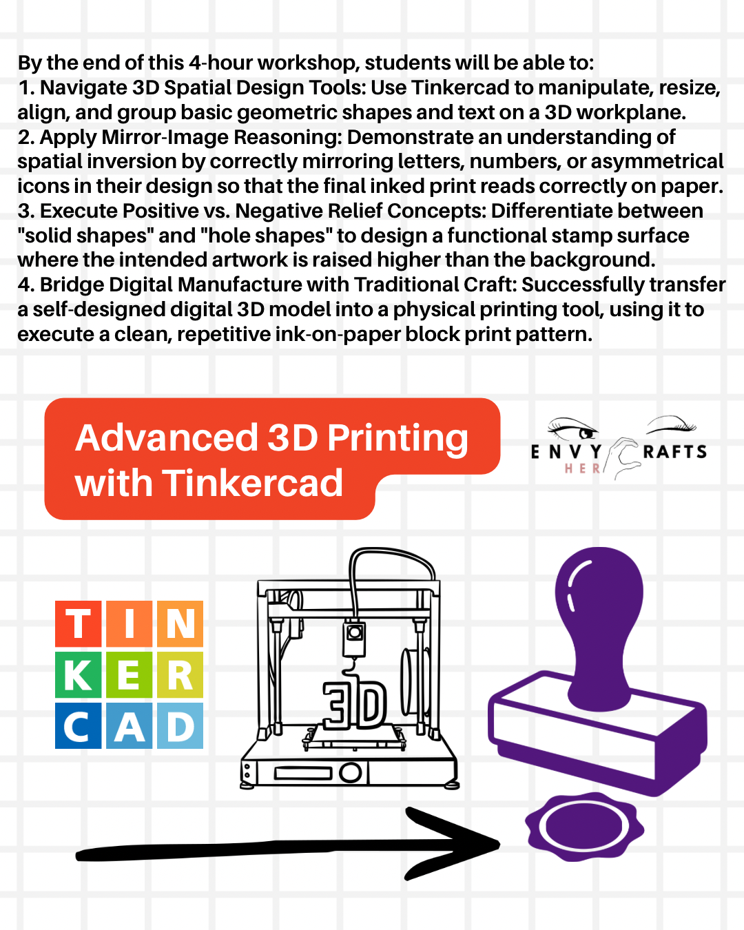 3D Print Ink Stamp: Using Block Tinkercad (4-Hour Session)