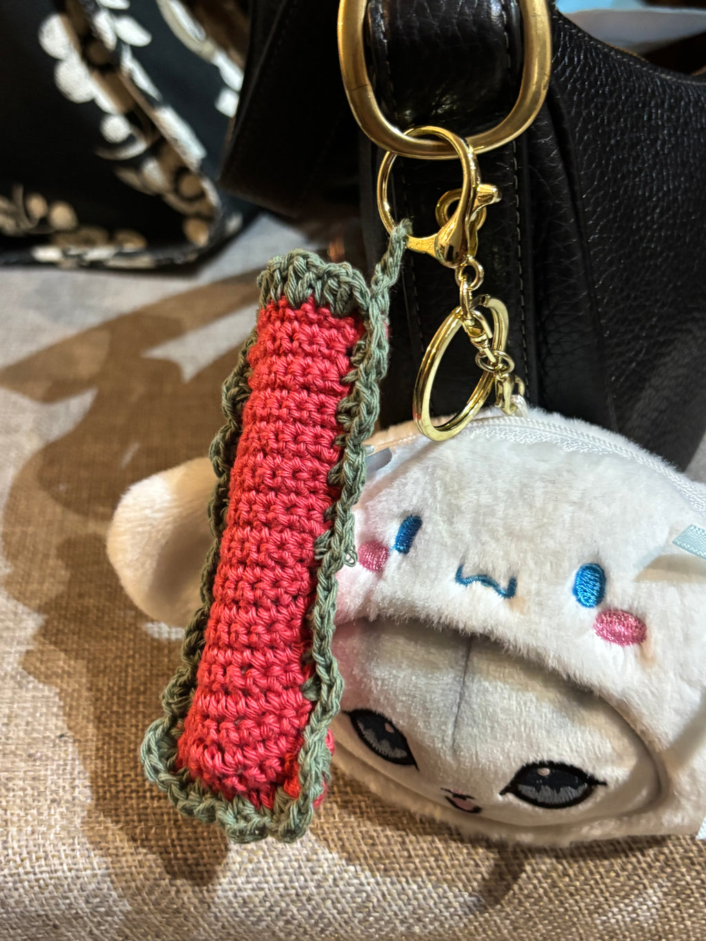 2D Crochet Lipbalm / Lipstick / Perfume Keychain Holder