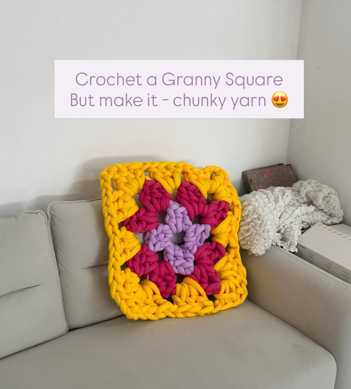 2D Crochet Chunky Yarn Granny Square