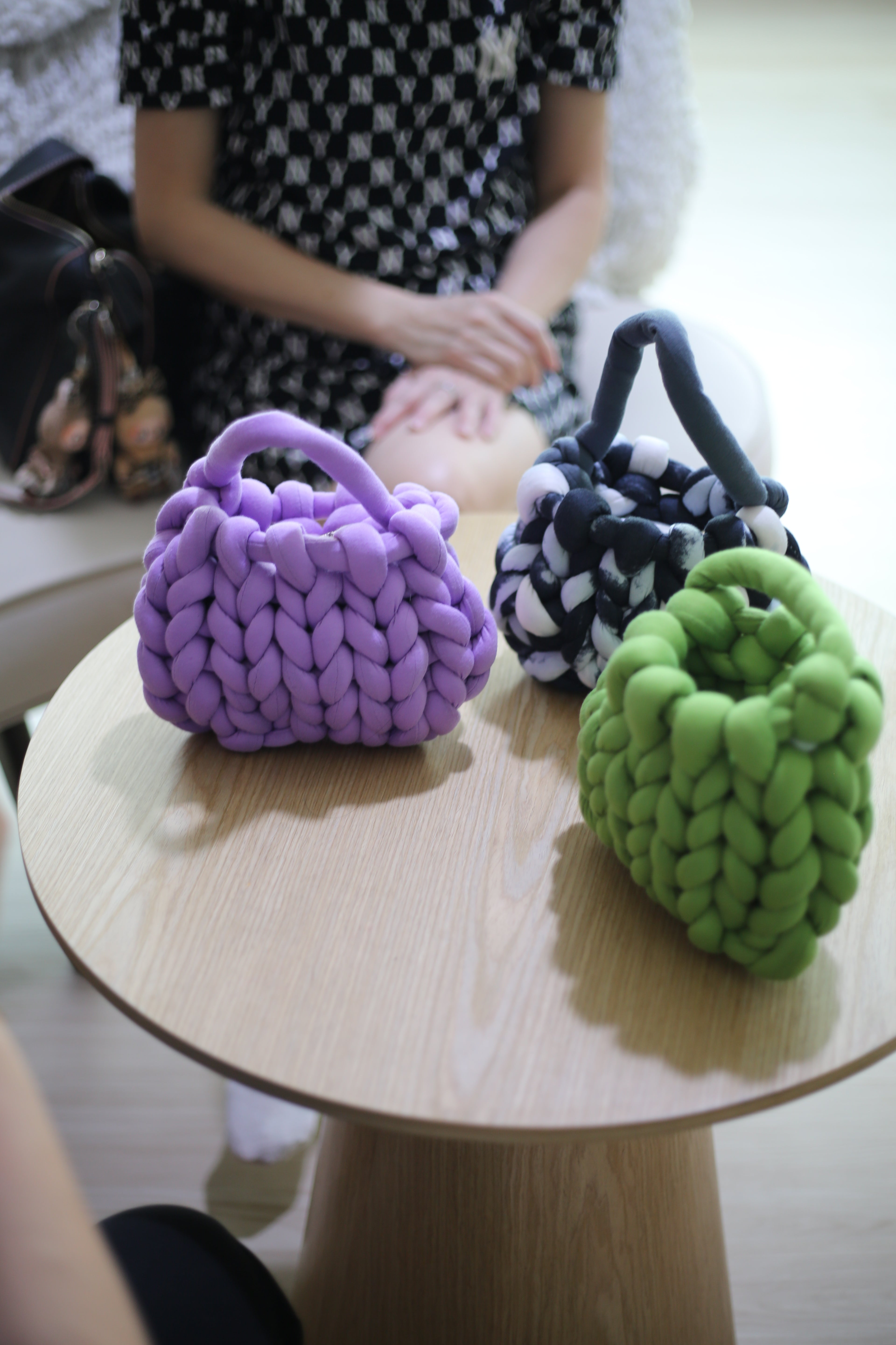 Hand Weaving - Dumpling Size Cotton Chunky Yarn Bag