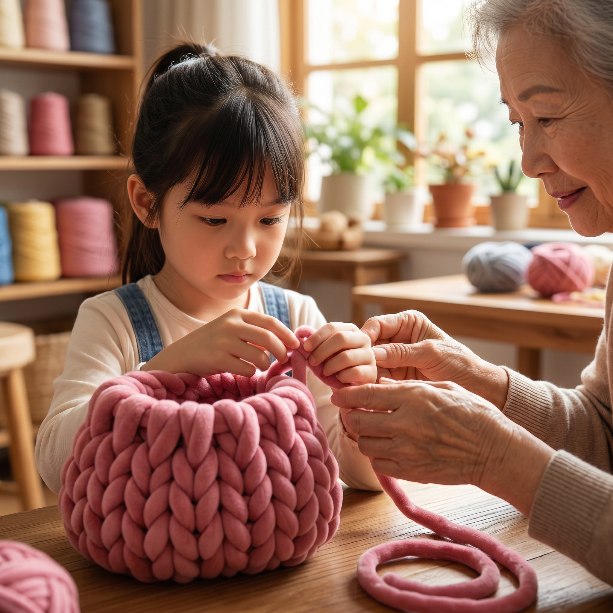 chunky yarn hand weaving for child and senior unisex
