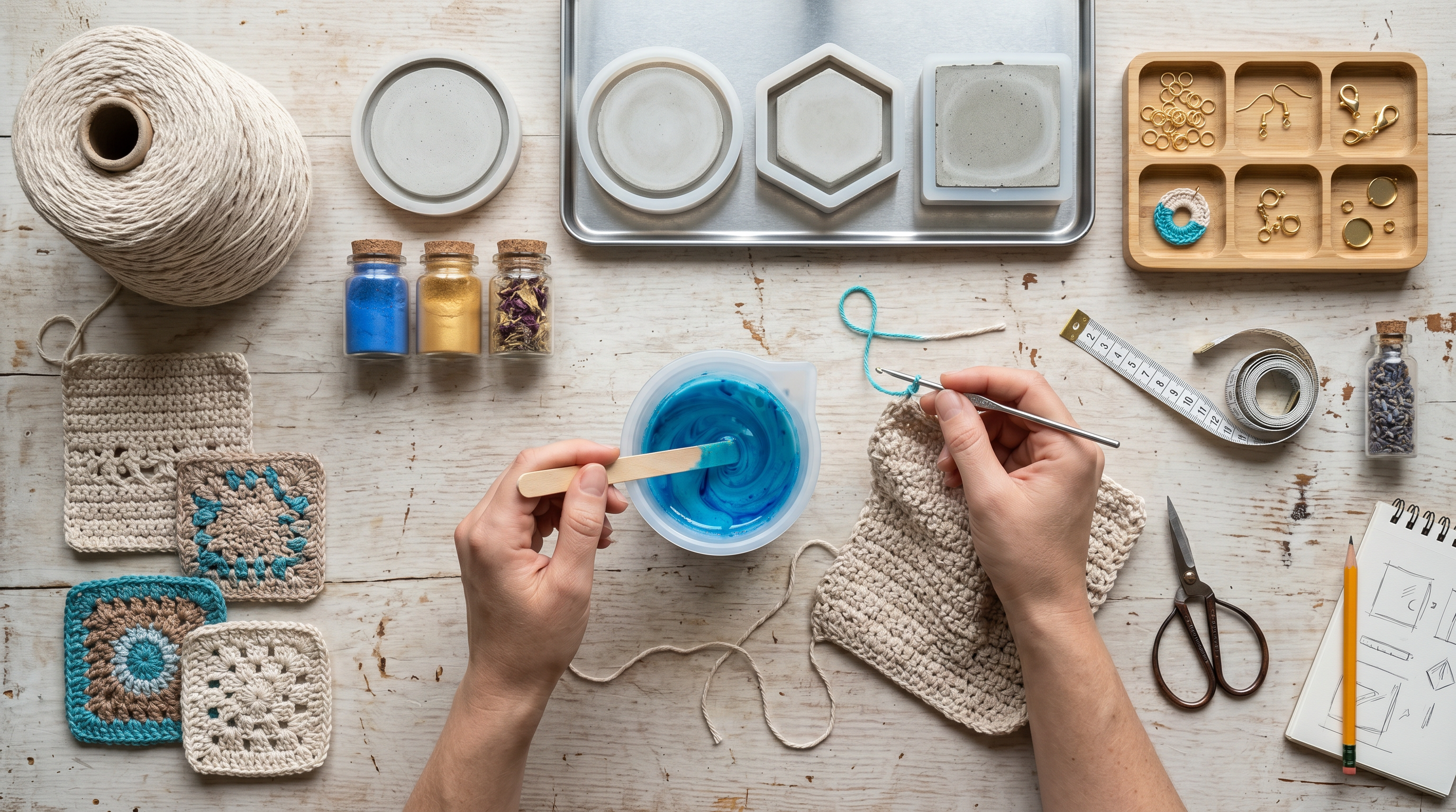 crafty with wide range of crafts from crochet to resin to jewellery making